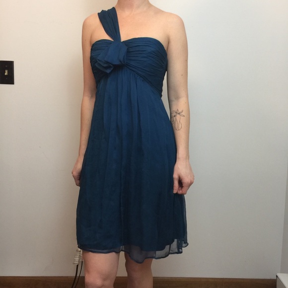 Amsale Dresses & Skirts - Amsale Blue Teal Silk One Shoulder Dress